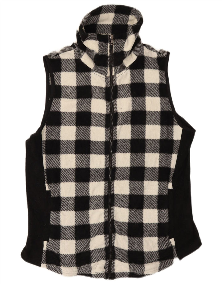 Chaps Womens Fleece Gilet UK 16 Large Black Gingham Polyester