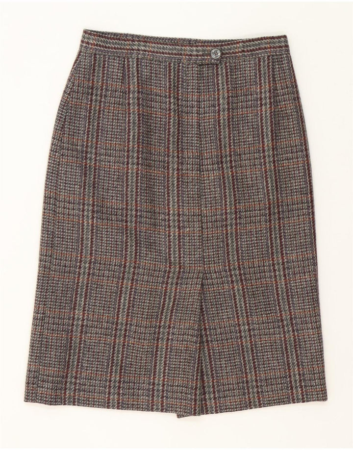Vintage kvinders 1 knap 2 stykke nederdel sæt UK 12 medium grå plaid