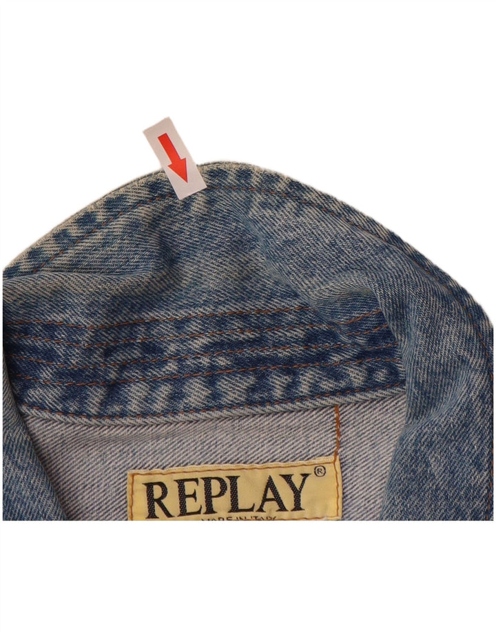 Replay Mens Denim Jacket UK 40 Large Blue Cotton
