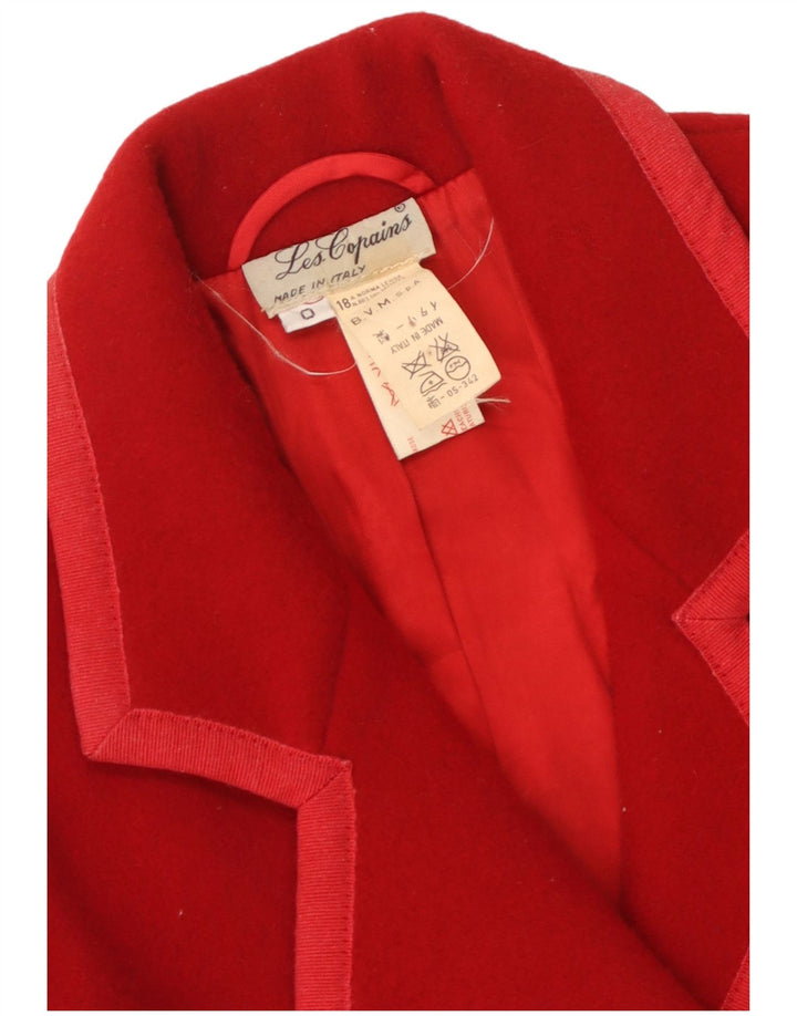 Les Copains Womens Double Breasted Coat UK 10 Small Red Wool
