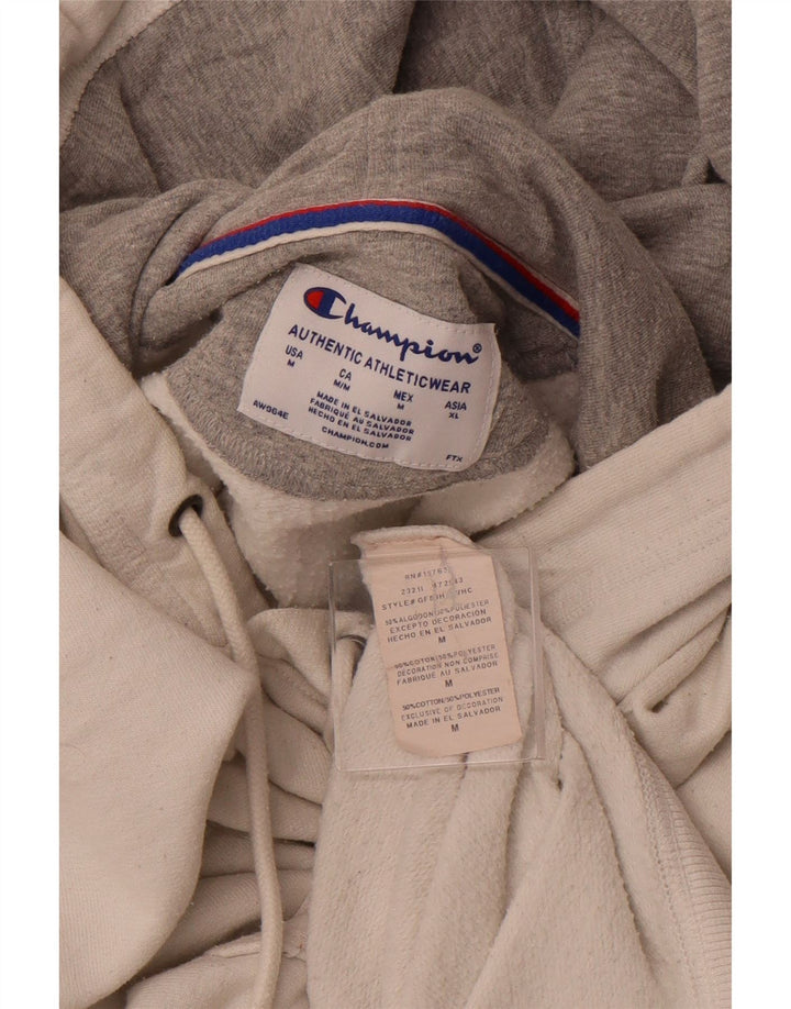 CHAMPION Suéter masculino com capuz gráfico médio de algodão branco