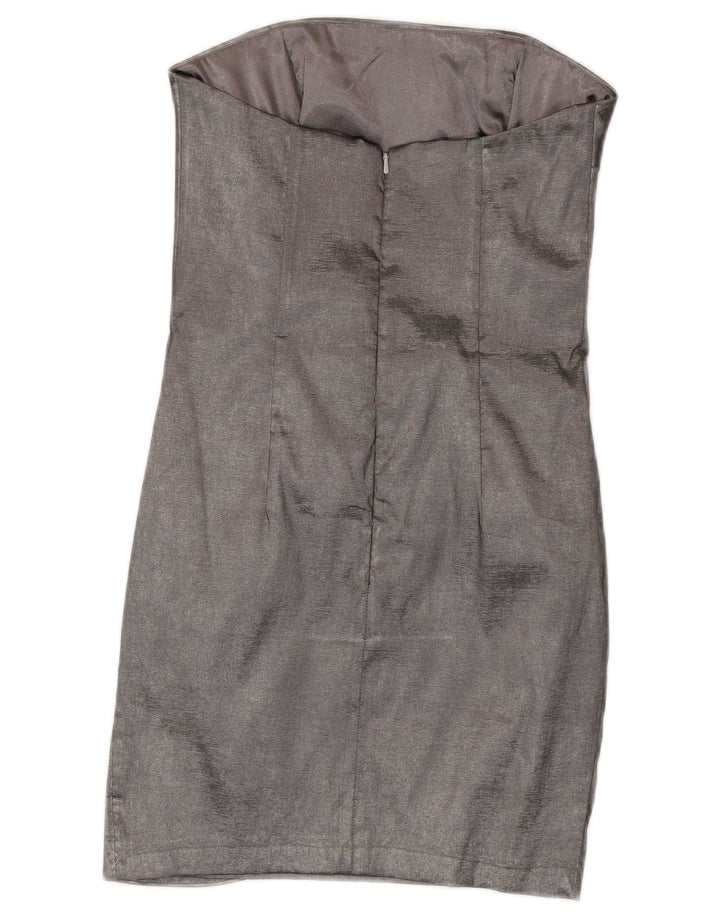Jessica McClintock Trägerloses Damenkleid US 8 Medium Silber Polyester
