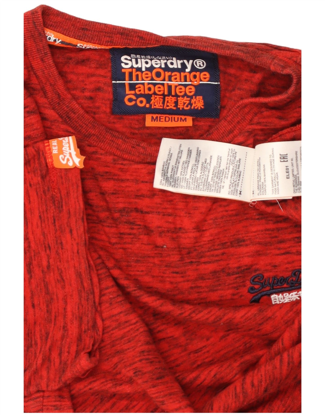 SUPERDRY Mens T-Shirt Top Medium Red Flecked Cotton