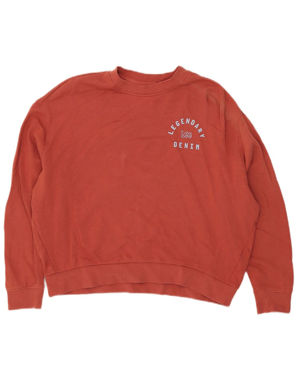 Lee Womens Relaxed Fit Sweatshirt Jumper UK 10 Lille rød bomuld