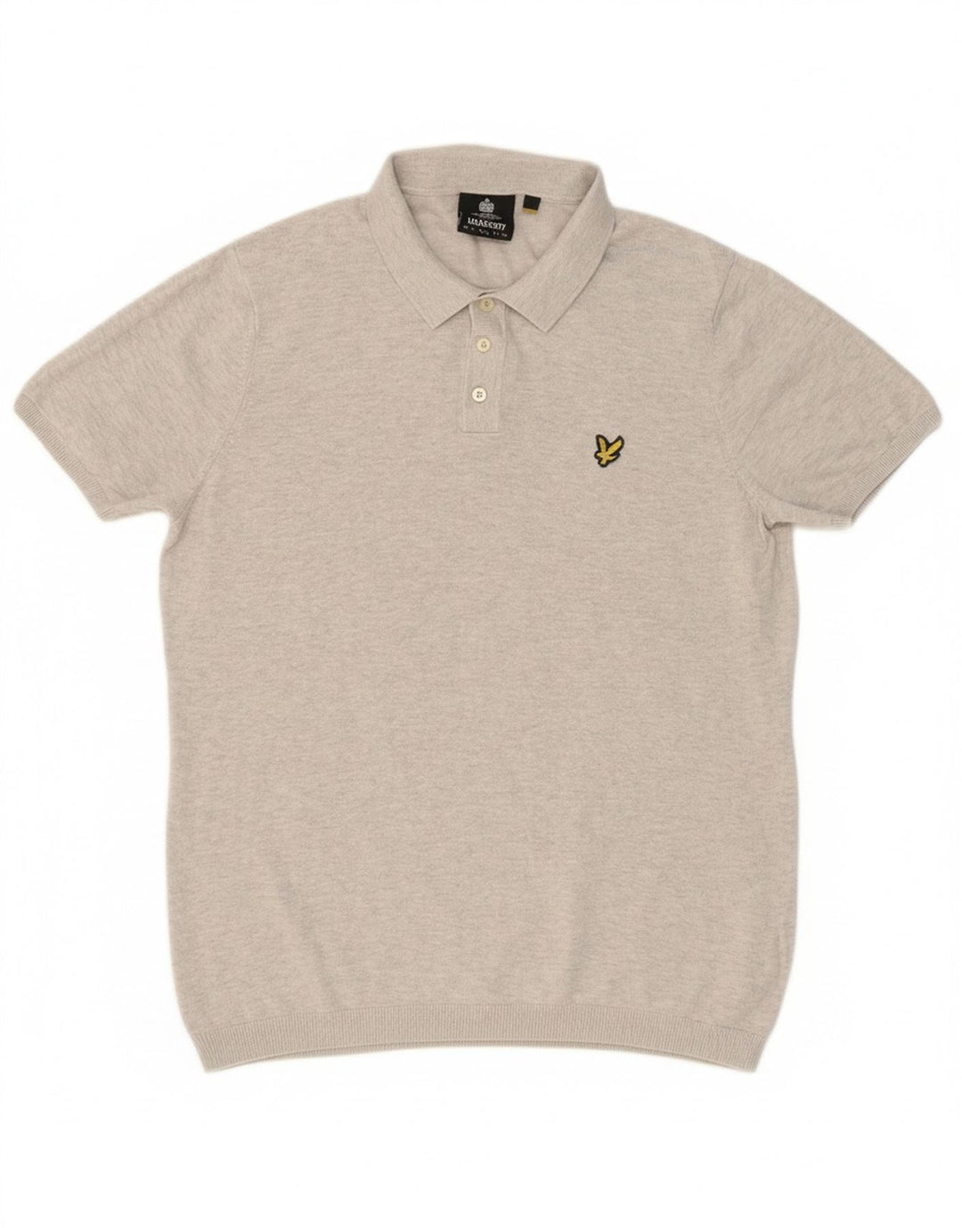 LYLE & SCOTT Suéter masculino de manga curta com gola polo e algodão cinza grande