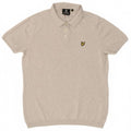 LYLE & SCOTT Suéter masculino de manga curta com gola polo e algodão cinza grande