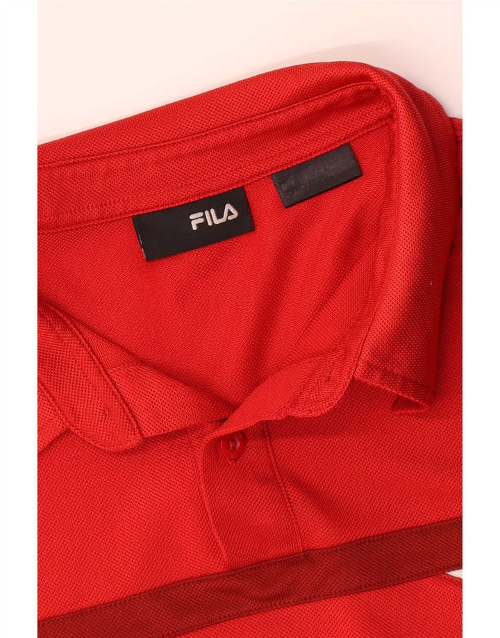 Camisa polo masculina Fila grande poliéster colorblock vermelho
