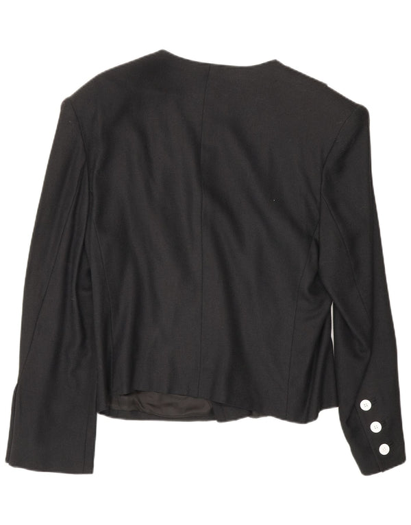 Louis Feraud Womens Double Breasted Blazer Jacket UK 16 Large Black Viscose