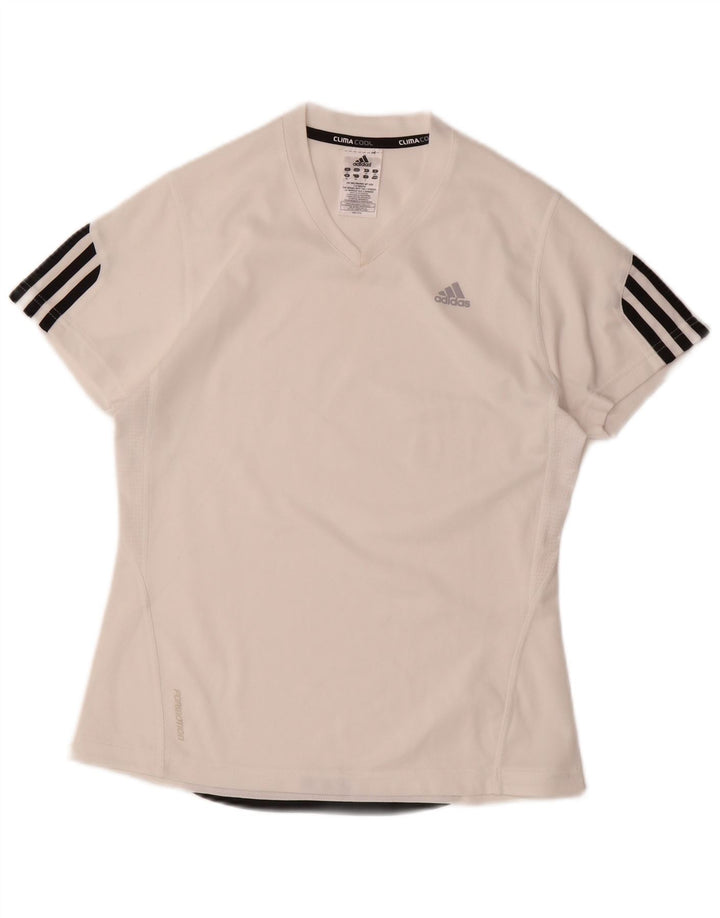 ADIDAS Womens Climacool T-Shirt Top UK 12 Medium  White Polyester