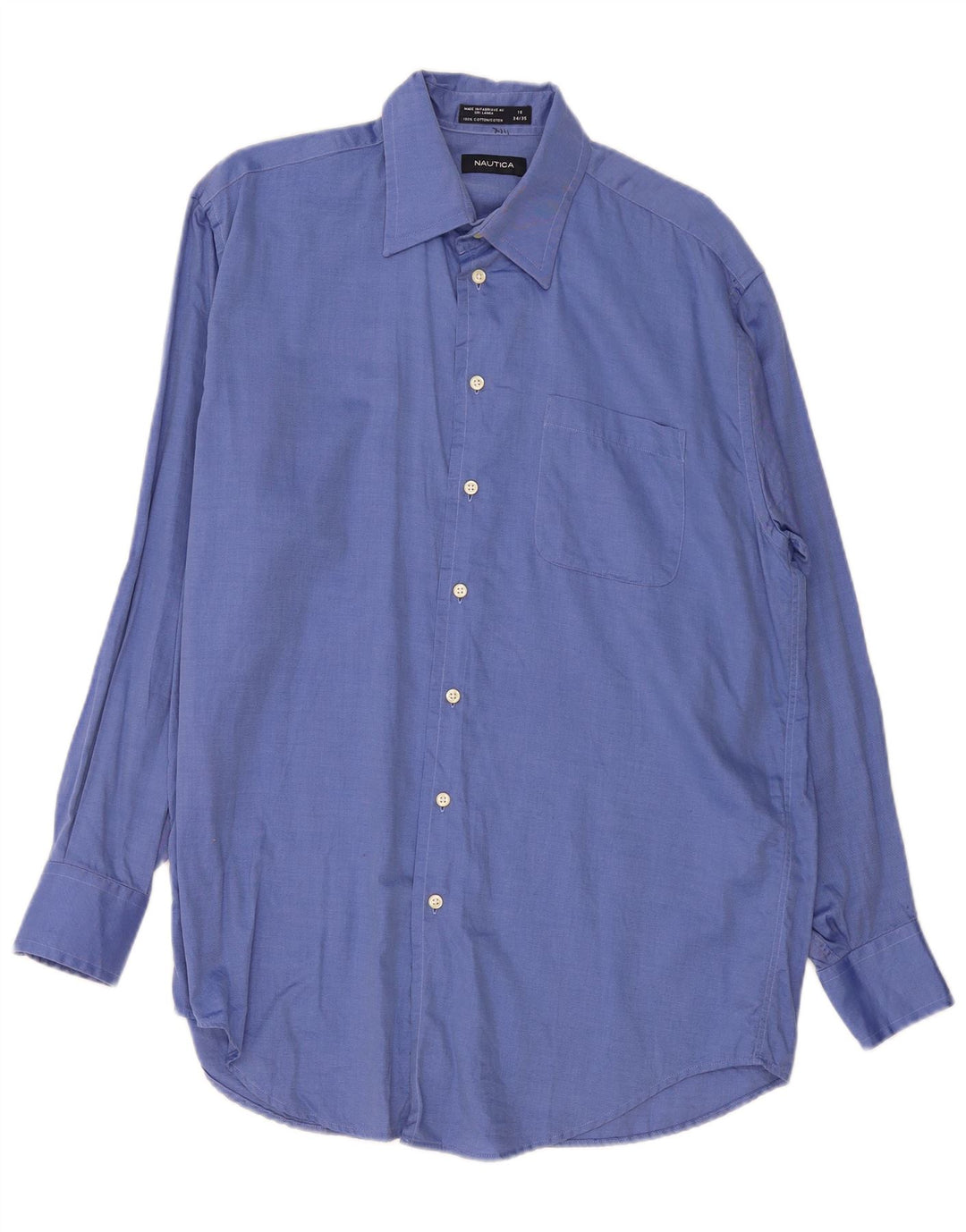 Nautica Mens Shirt Size 16 Large Blue Cotton