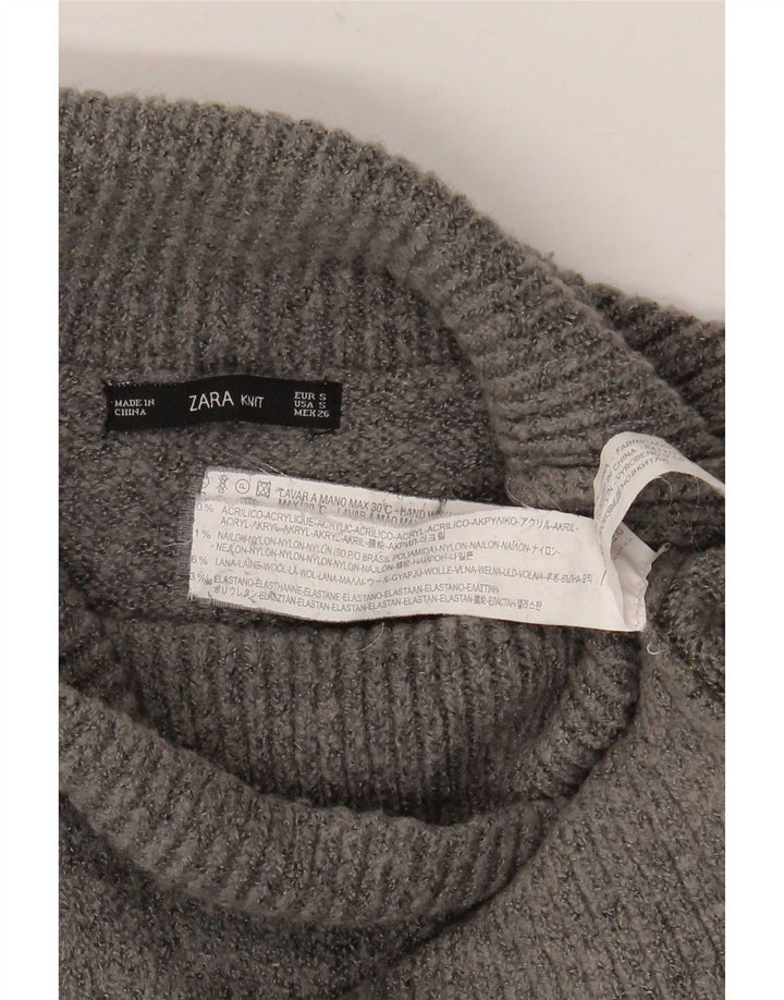 Zara Womens Oversized Roll Neck Jumper Sweater UK 10 Small Grey Acrylic