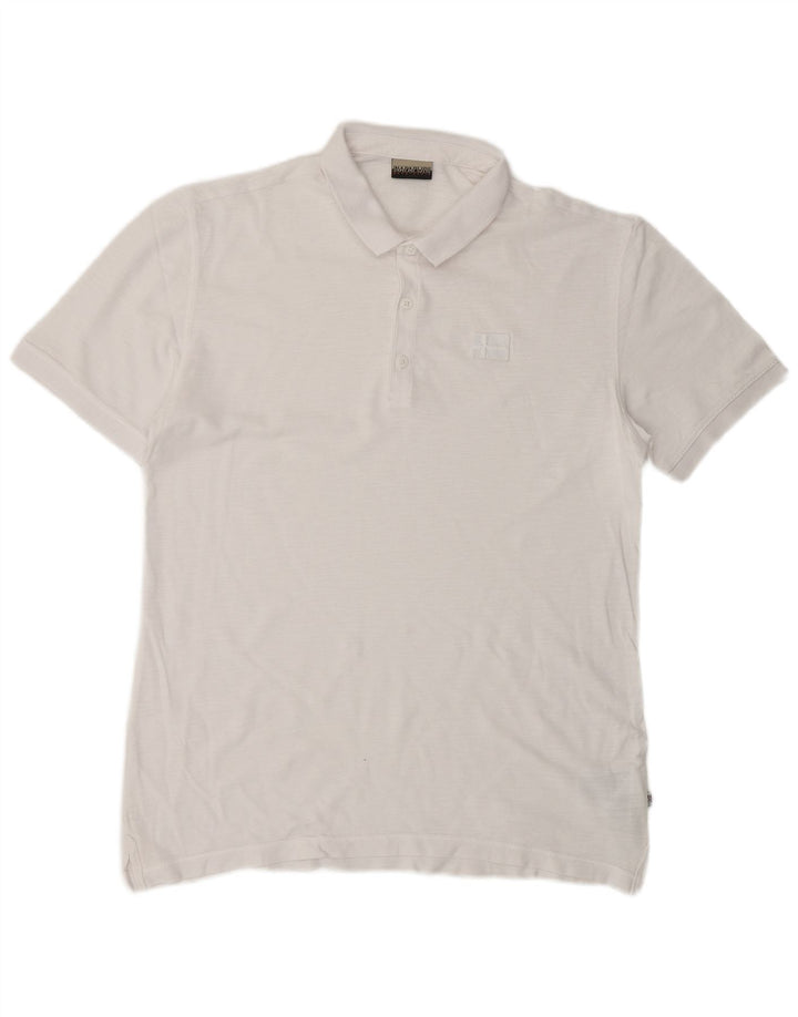 Napapijri Mens Polo Shirt Large White Cotton