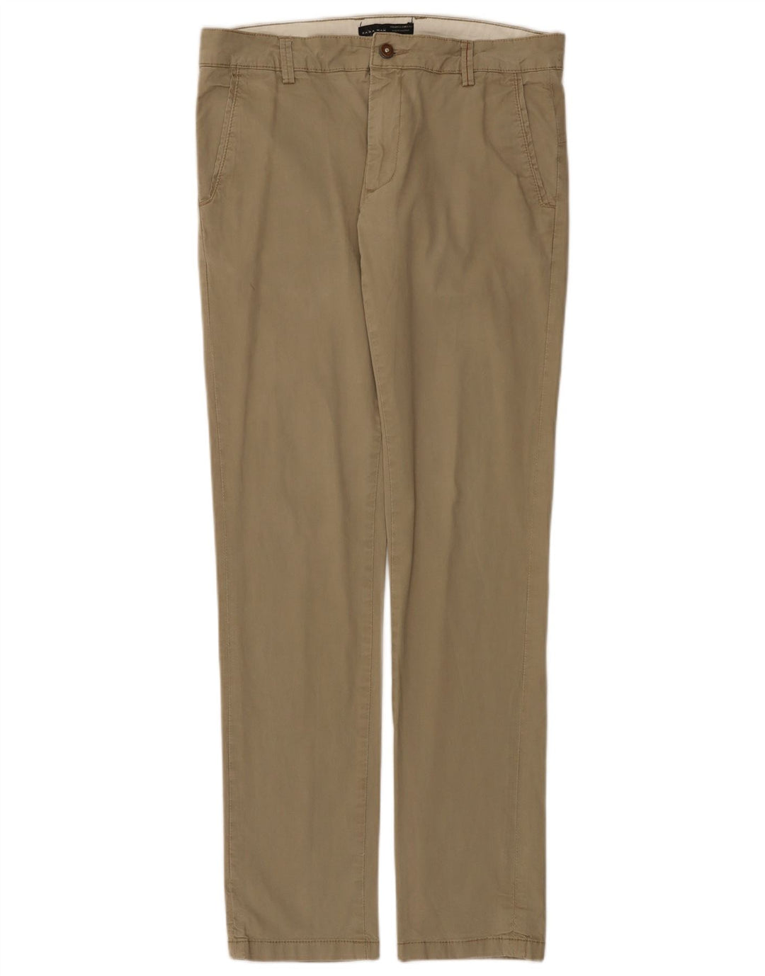 Zara Mens Slim Chino Trousers EU 40 Medium W31 L34 Khaki