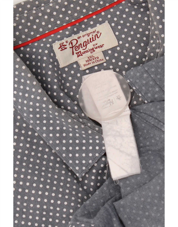 Camicia da uomo Pinguino 3XL cotone a pois blu