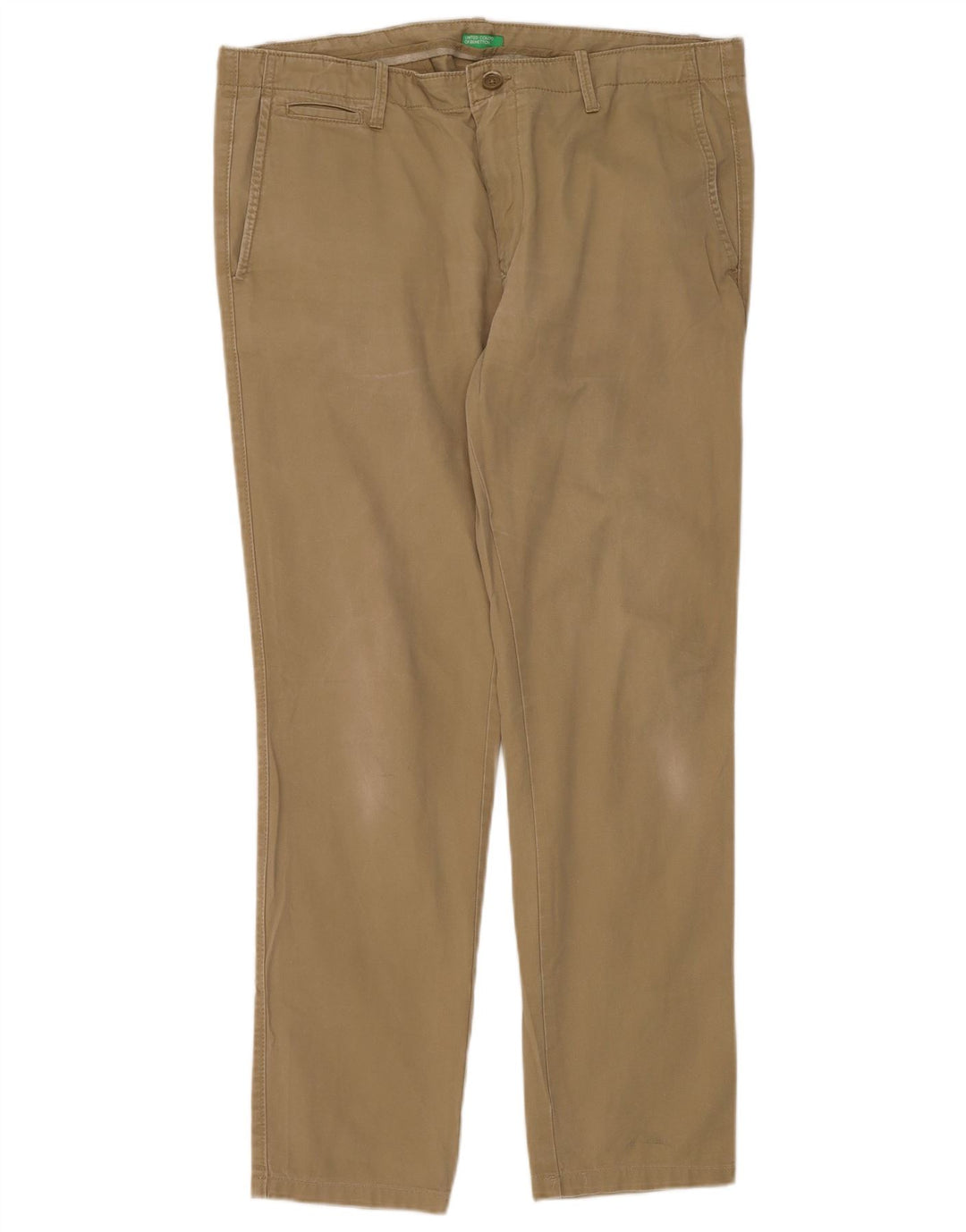Benetton Mens Slim Chino Trousers W38 L30 Khaki