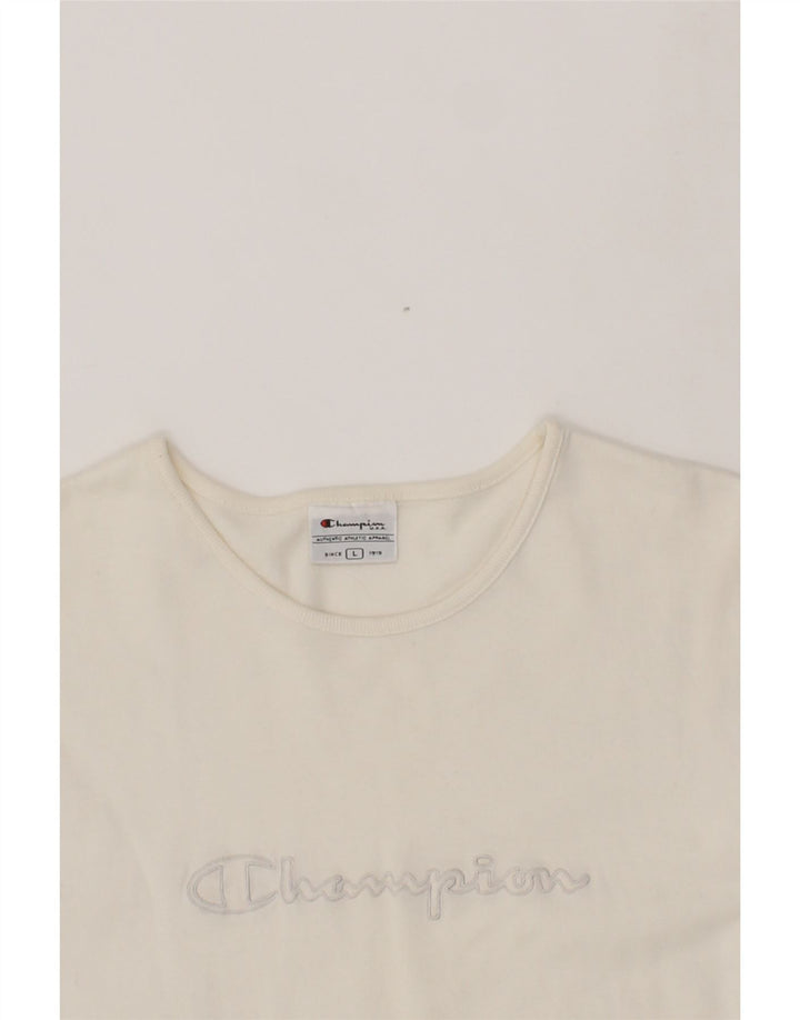 CHAMPION Womens Graphic T-Shirt Top UK 14 Large White Vintage Champion and Second-Hand Champion from Messina Hembry 