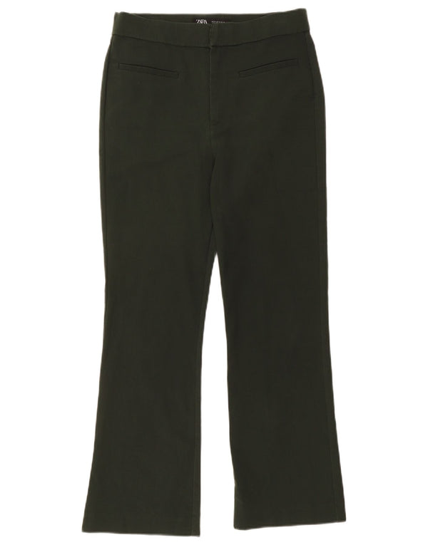 Zara Dame Bootcut Cropped Trousers Medium W28 L25 Khaki