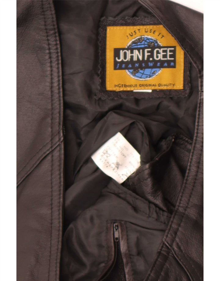 John F Gee Gilet en cuir pour homme Taille L Noir