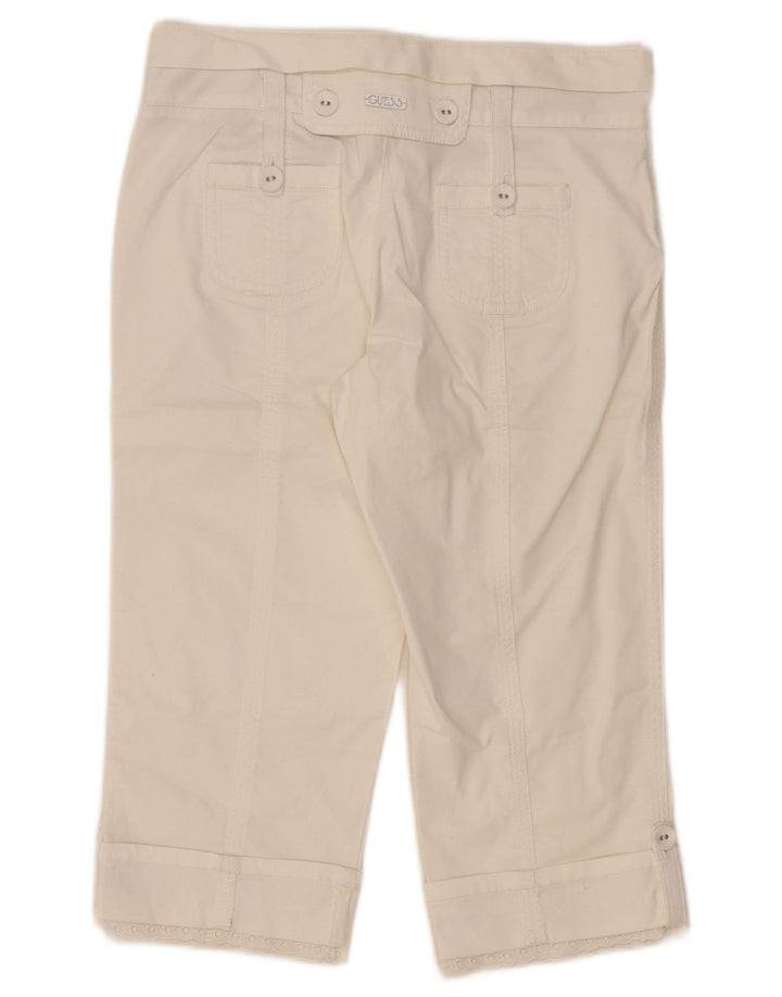 Guess Womens Capri Trousers W24 L18 White Cotton