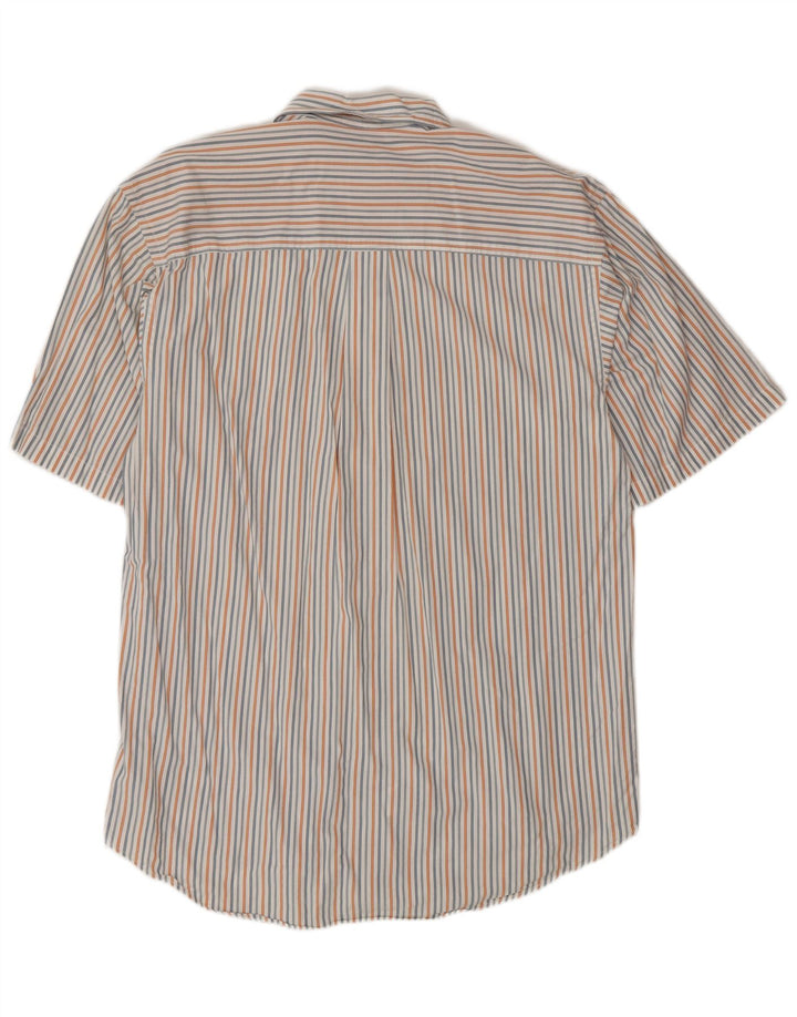Izod Mens Short Sleeve Shirt Medium White Striped Cotton
