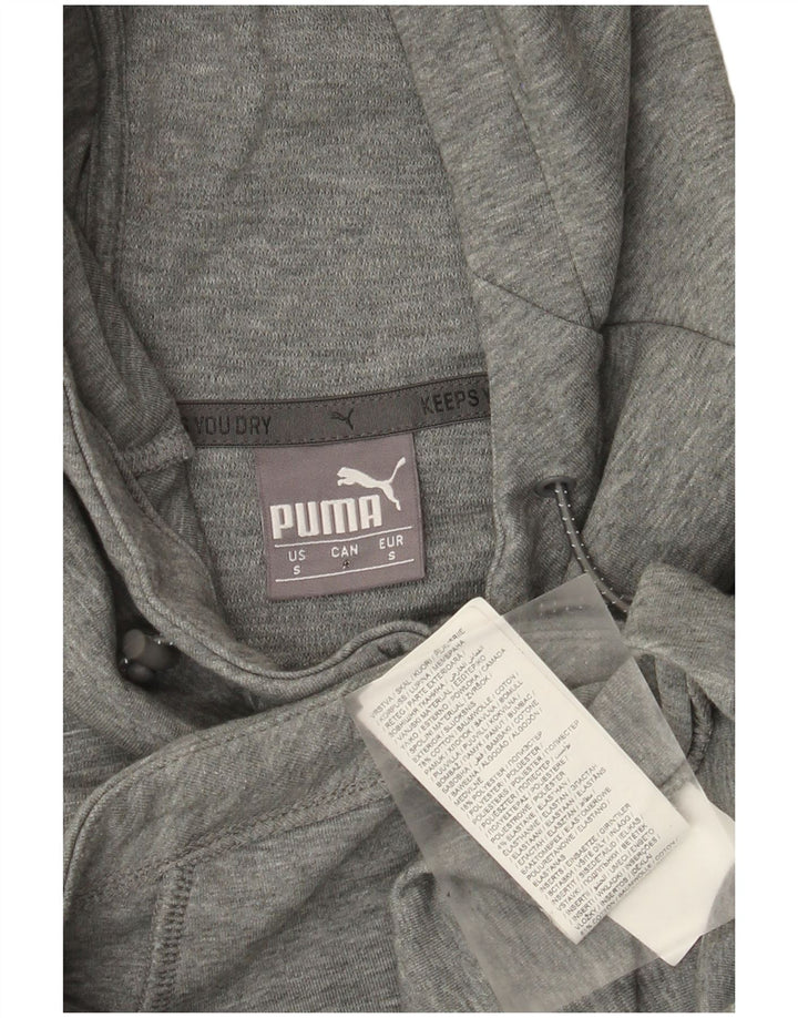 Puma Mens Hoodie Jumper Small Grey Colourblock Cotton