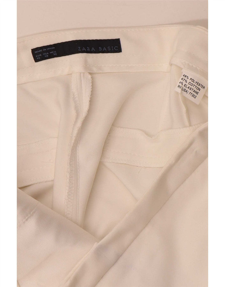 Zara Womens Cropped Trousers EU 40 Medium W30 L24 White Polyester