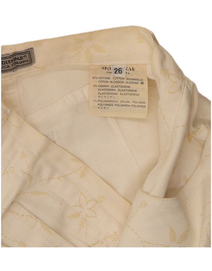 Fendissime Damen-Hose in regulärer Passform, W27, L29, Weiß, Blumenmuster, klassisch