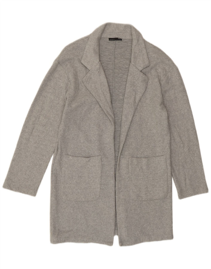 Zara Cardigan ouvert long pour femme UK 14 Gris moyen Polyester