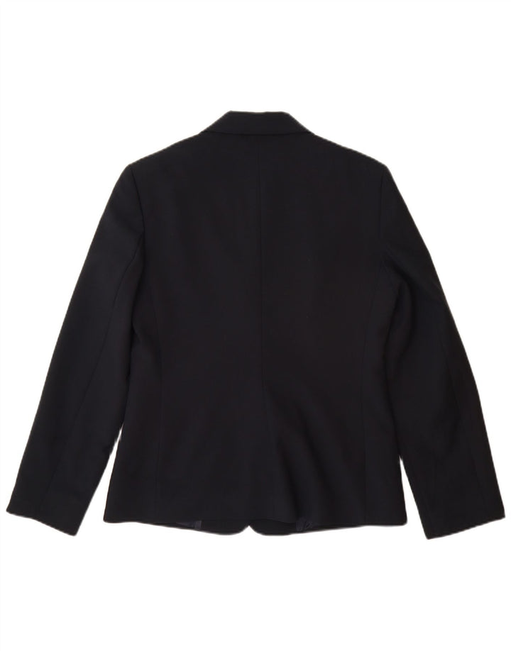 Benetton Dame 3 Button Blazer Jacket IT 42 Medium Navy Blue Polyester