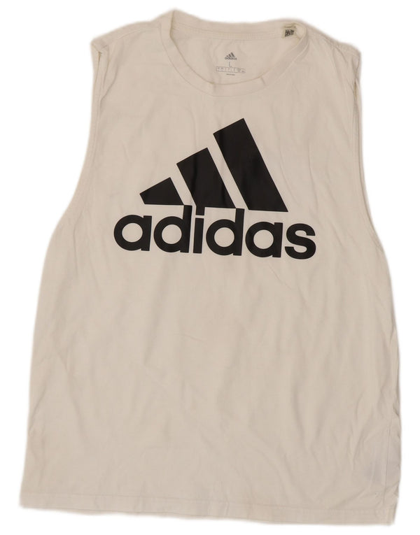 Vesta grafică pentru femei Adidas UK 16, mare, alb, bumbac
