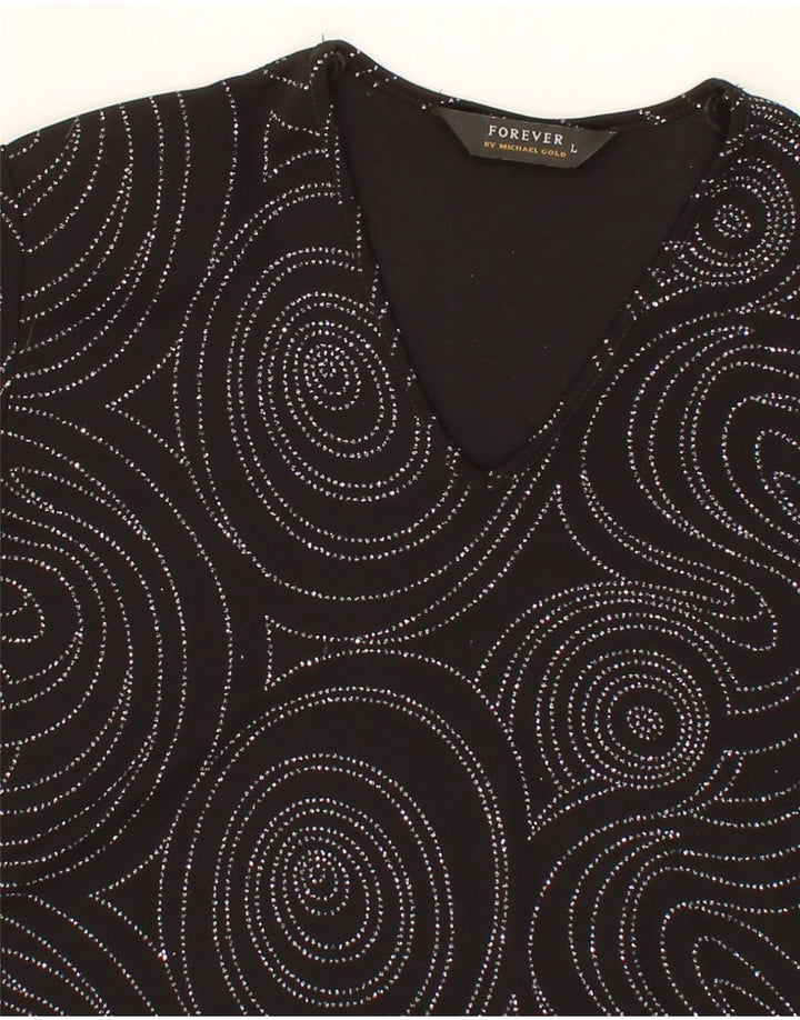VINTAGE Womens Blouse Top UK 16 Large Black Geometric Polyester Vintage Vintage and Second-Hand Vintage from Messina Hembry 