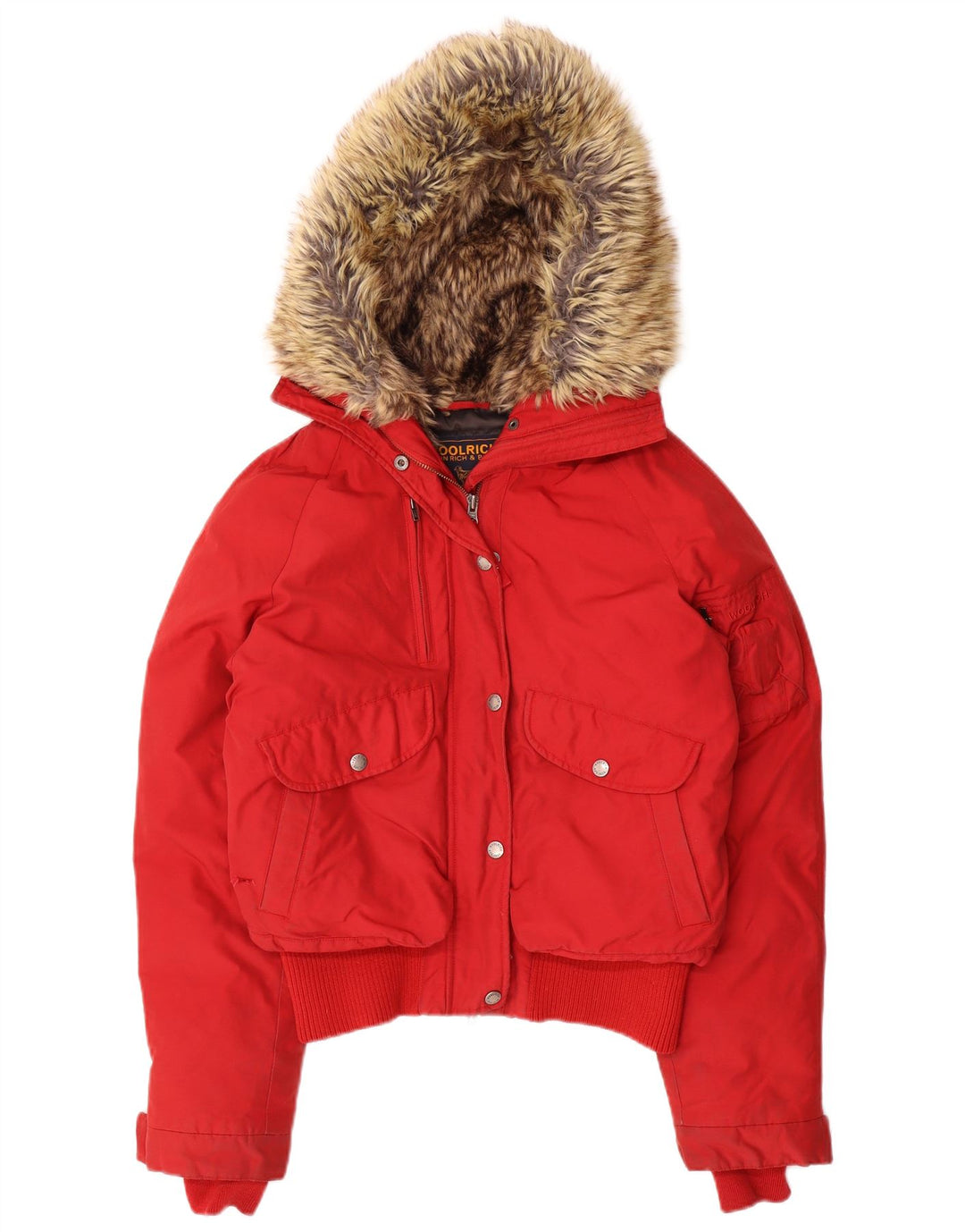 Woolrich Womens Hooded Padded Jacket UK 14 Medium Red Nylon