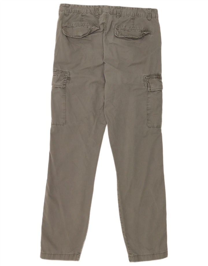 Marks & Spencer Mens Straight Cargo Trousers W34 L33 Khaki Cotton