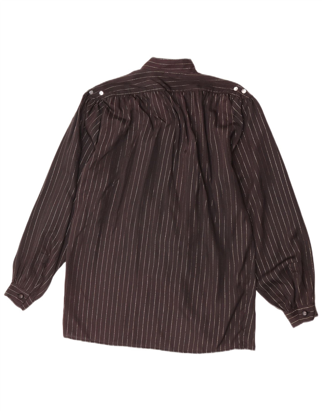 Vintage Womens Shirt Blouse UK 14 Medium Black Pinstripe