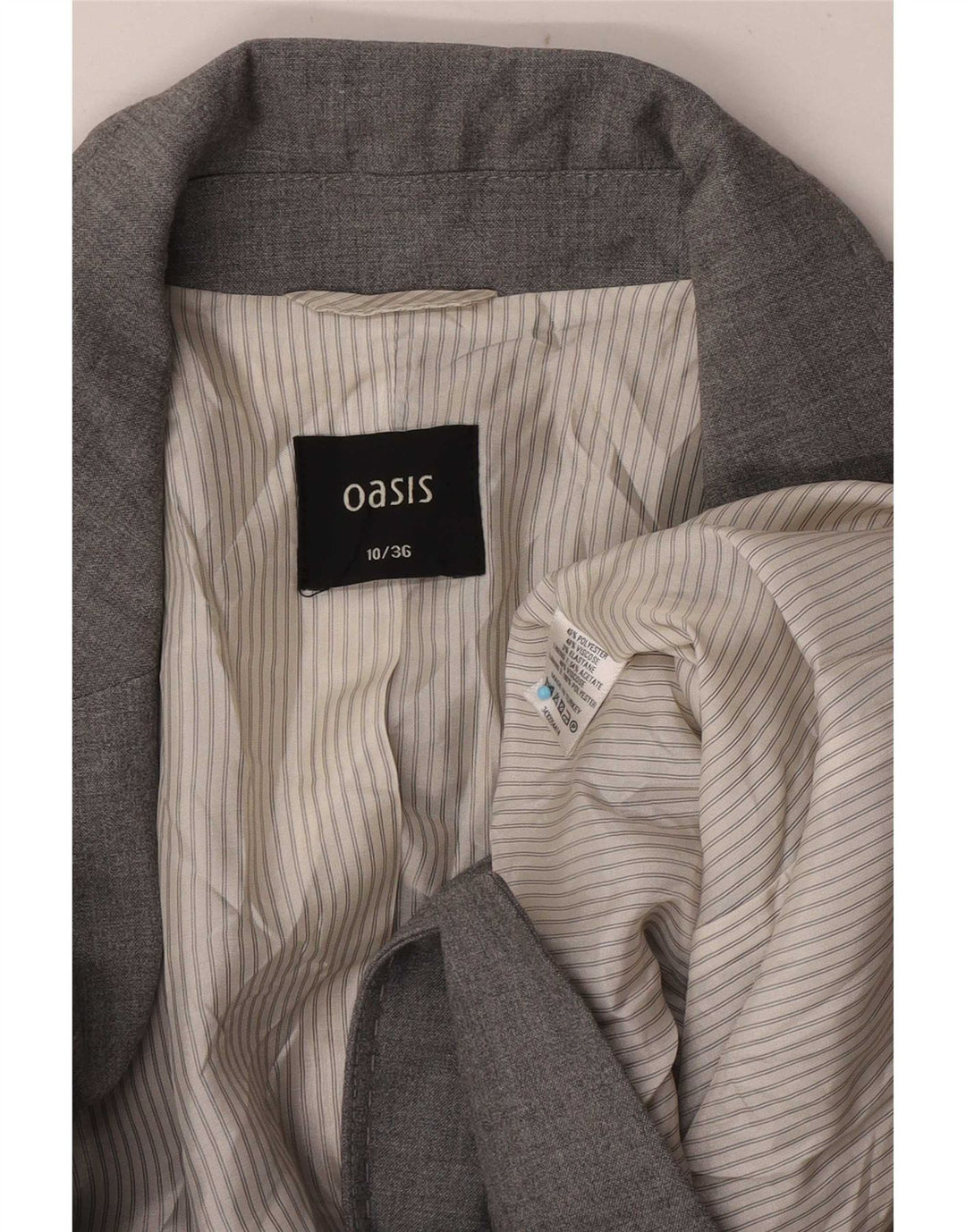 Oasis Veste Blazer 1 Bouton Femme UK 10 Petit Gris Polyester
