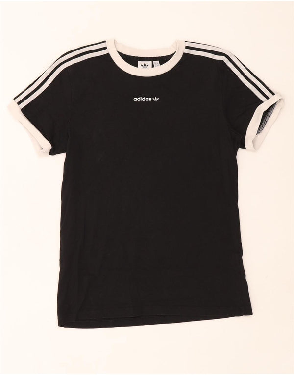 Adidas Damen T-Shirt Top UK 4 XS Schwarz Baumwolle