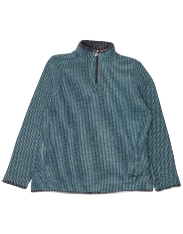 Weird Fish Womens Zip Neck Fleece Jumper UK 16 Large Blue Polyester