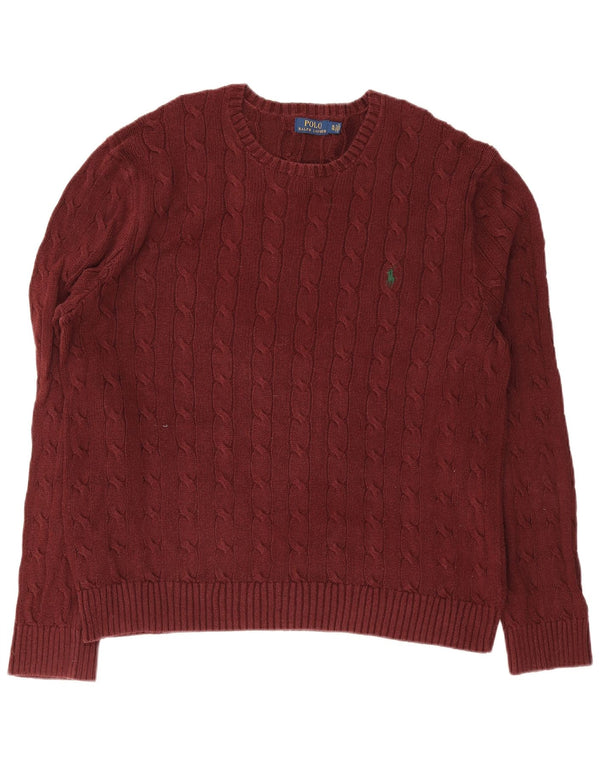 Polo Ralph Lauren Męski sweter z okrągłym dekoltem XL, bordowa bawełna