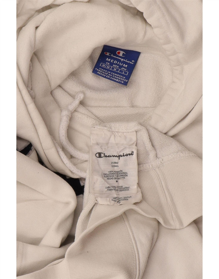 CHAMPION Mens Graphic Hoodie Jumper Medium White Cotton
