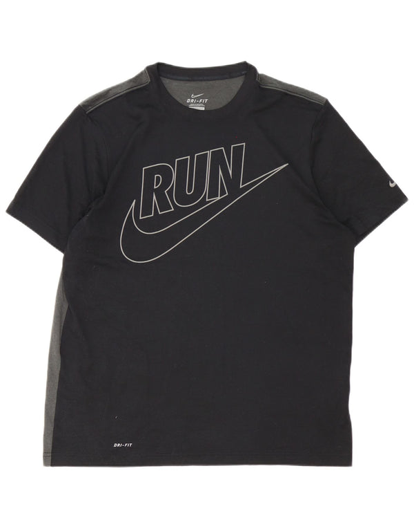 Nike Mens Dri Fit Graphic T-Shirt Top Large Black Colourblock Polyester