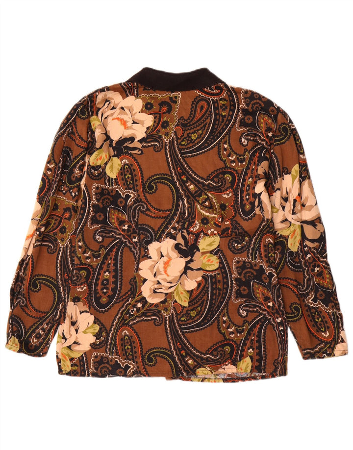 VINTAGE Dameskjorte UK 14 Medium Brun Paisley