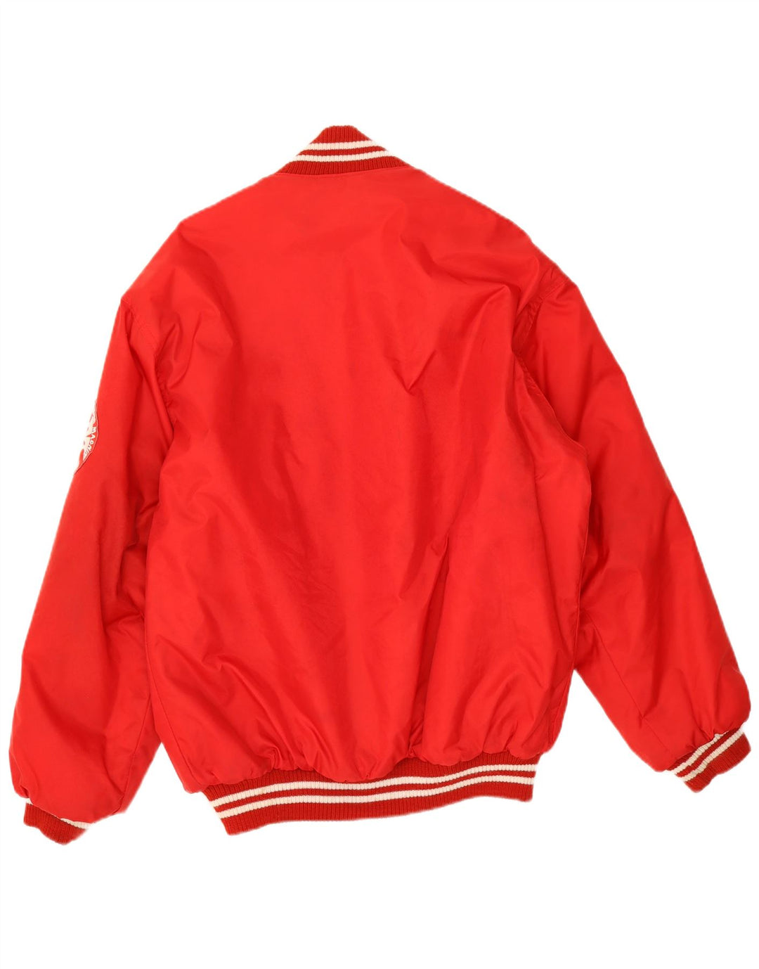 Vintage Herre grafisk Varsity Jacket UK 38 Medium Rød Polyamid