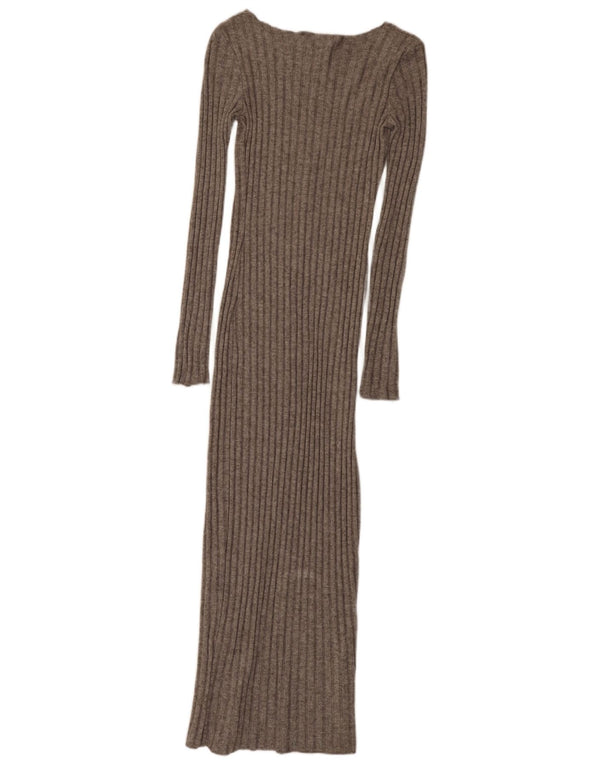 Maxi vestito maglione Zara da donna a maniche lunghe UK 8 Small in viscosa grigia