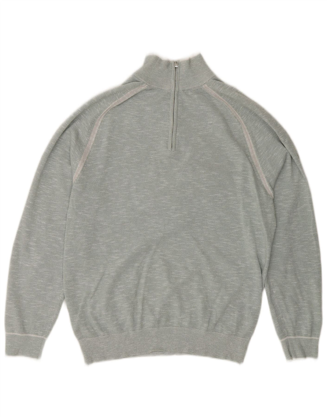 Reiss Mens Zip Neck Jumper Sweater Medium Blue Flecked Cotton