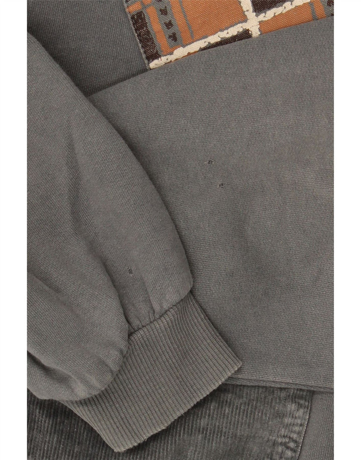 Chewan Mens Polo Neck Sweatshirt Jumper XL Grey Geometric