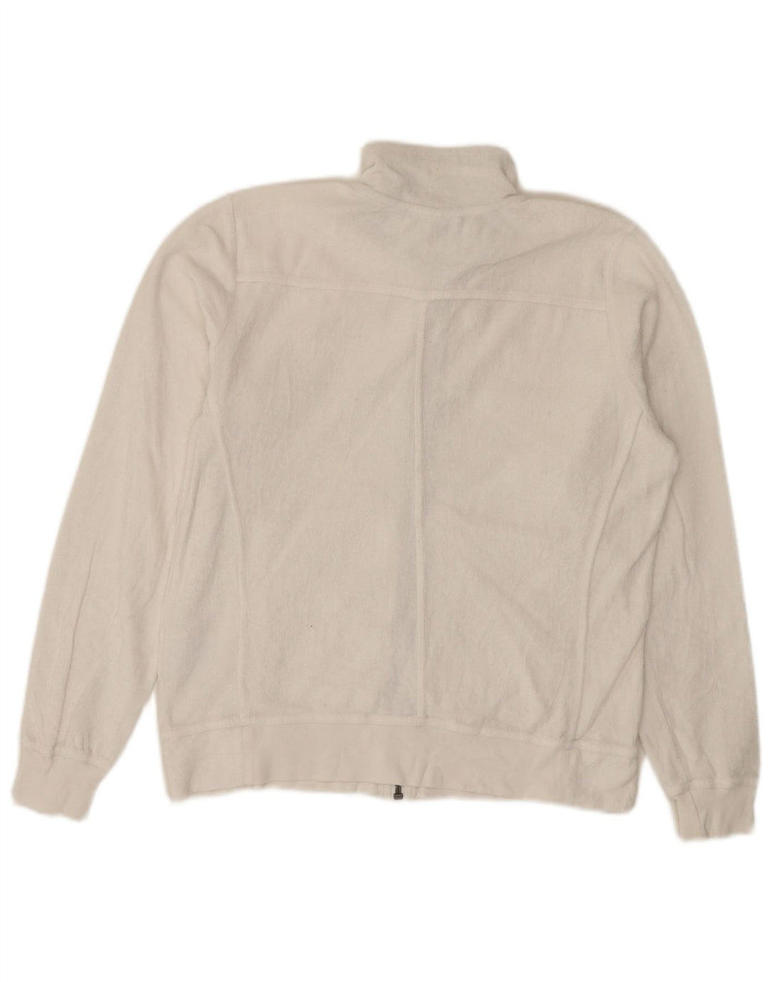 CHAMPION Womens Easy Fit Oversized Fleece Jacket UK 10 Small White Cotton
