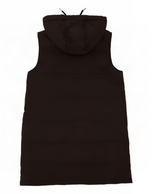 Zara Γυναικεία Longline Hooded Gilet UK 14 Medium Black Polyester