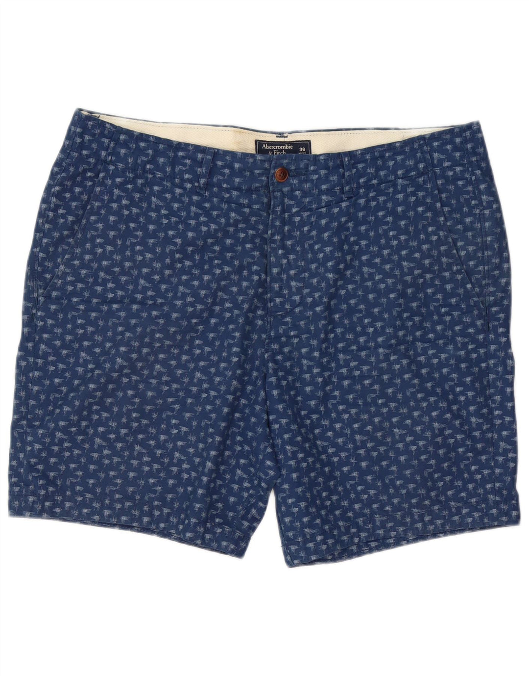 Abercrombie & Fitch Mens Abstract Pattern Chino Shorts W36 Large Navy Blue