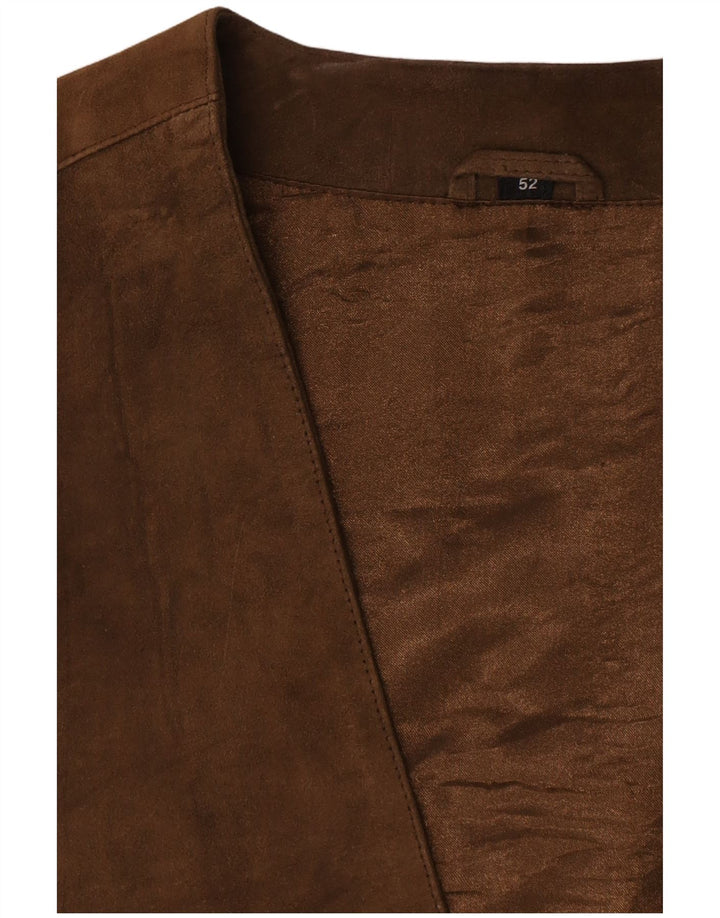 Vintage Mens Suede Waistcoat IT 52 Large Brown Leather