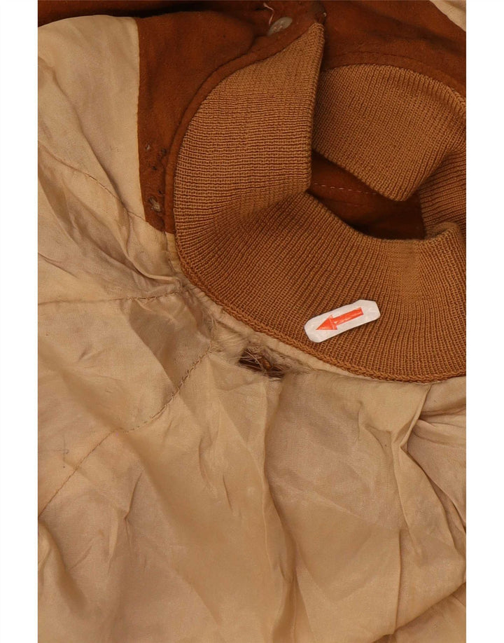 Vintage Mens Suede Bomber Jacket UK 38 Medium Beige
